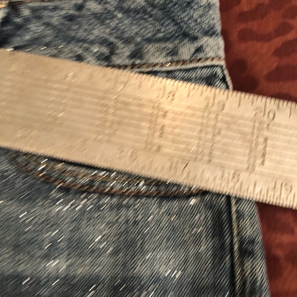 𝅺American Eagle Outfitters size 12 blue denim glittery stretch frayed hem - Picture 6 of 8